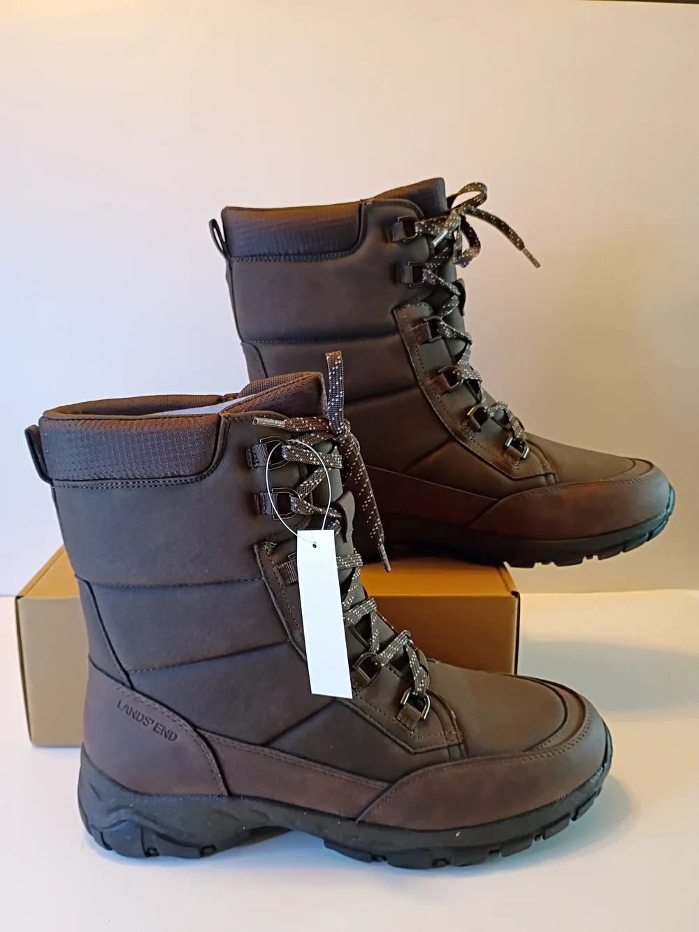 Lands' End Men's Brown Insulated Lace-Up Winter Boots - Picture 2 of 7
